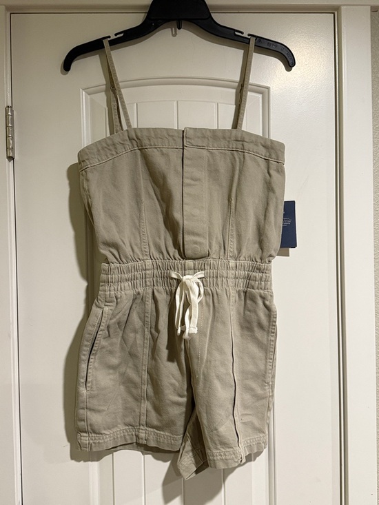 Universal Thread Pants - Universal Thread khaki Green Denim Drawstring Strap One-Piece Romper